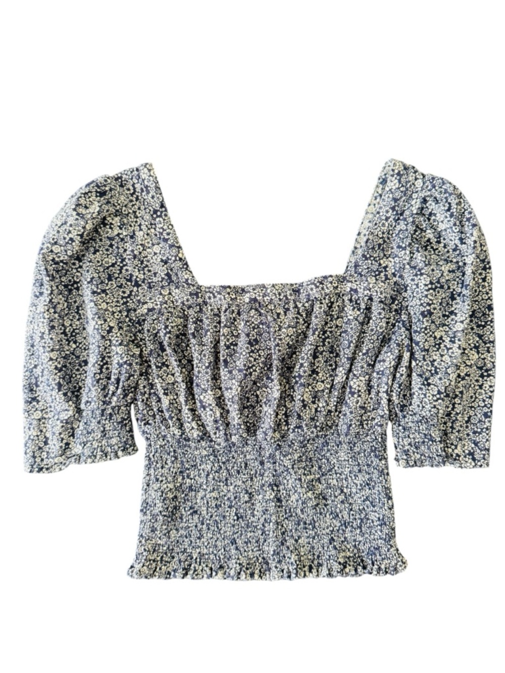 Universal Thread Floral Smocked Crop Top Puff Sleeve Cottagecore Size S